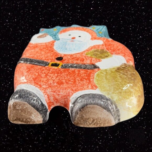 Italian Pottery ITALICA ARS Santa Claus Christmas Resting Wall Hanging Plaque - Picture 10 of 13